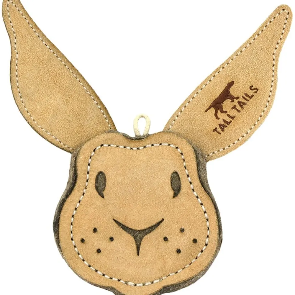 Tall Tails Natural Leather Scrappy Critter Rabbit Chew and Fetch Dog Toy - 4 Inches