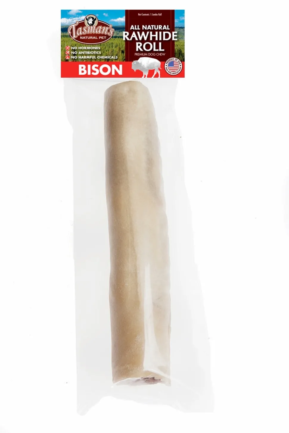 Tasman's Natural Pet Bison Rawhide 10" - 12" Dog Natural Chews - Bisonhide Roll