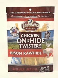 Tasman's Natural Pet Bison Rawhide Bisonhide Chicken Twist Small Dog Natural Chews - 10 Pack