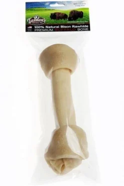 Tasman's Natural Pet Bison Rawhide 9" - 10" Large Bone Dog Natural Chews - 1 Pack