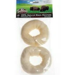 Tasman's Natural Pet Bison Rawhide 3" - 4" Small Bagel Dog Natural Chews - 2 Pack