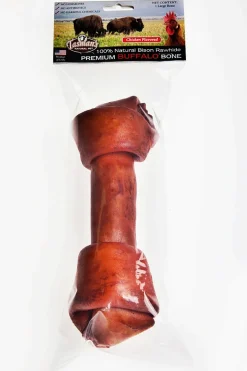 Tasman's Natural Pet Bison Rawhide Bisonhide Chicken Large Bone Dog Natural Chews - 1 Pack