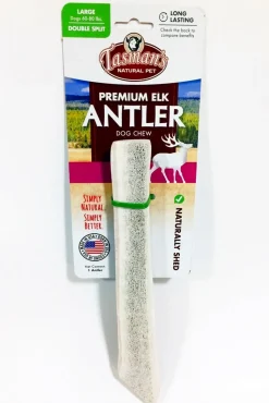 Tasman's Natural Pet Elk Antler Large Dog Natural Chews - Double Split