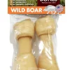Tasman's Natural Pet Rawhide 6" - 7" Wild Boar Medium Bones Dog Natural Chews - 2 - Pack