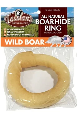 Tasman's Natural Pet Rawhide 5" - 6" Wild Boar Medium Ring Dog Natural Chews - 1 - Pack