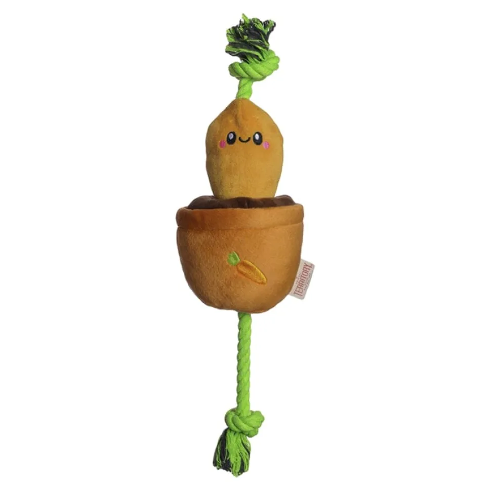 Territory Carrot Treat-and-Tug Interactive Rope and Plush Dog Toy - 15 Inches