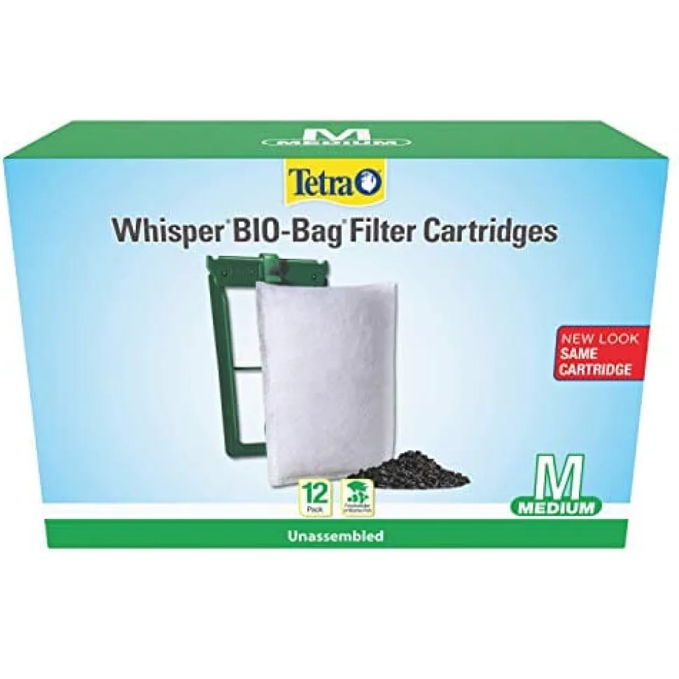 Tetra Whisper Unassembled Bio Bag Cartridge Aquarium Filter Insert - Medium - 12 Pack