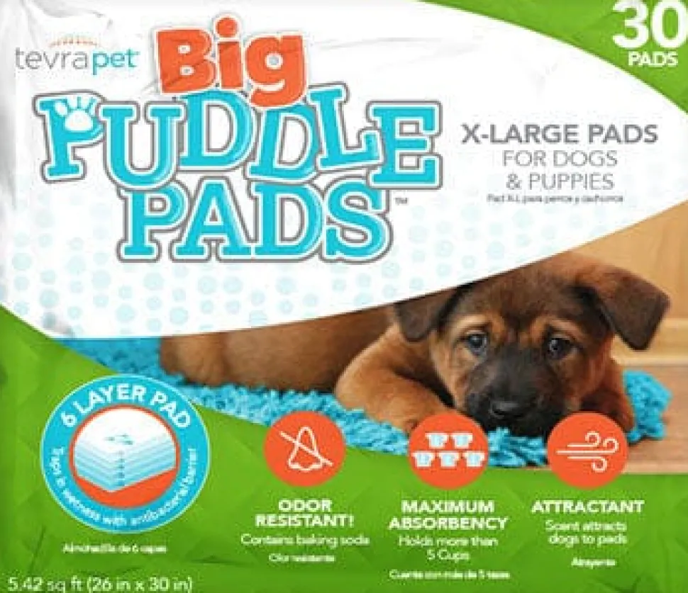 Tevrapet Tevrapet Big Puddle Pads Dog Training Pads - 30 Count - 26 X 30 In