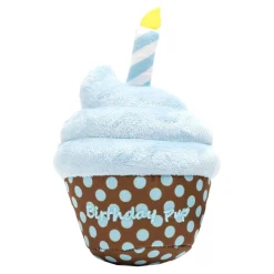 The Worthy Dog Birthday Pup Cupcake Squeak Nylon and Plush Dog Toy