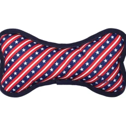 The Worthy Dog Bone Star Striped Squeak Nylon and Plush Dog Toy