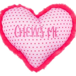 The Worthy Dog Chews Me Heart Shaped Squeak Nylon and Plush Dog Toy