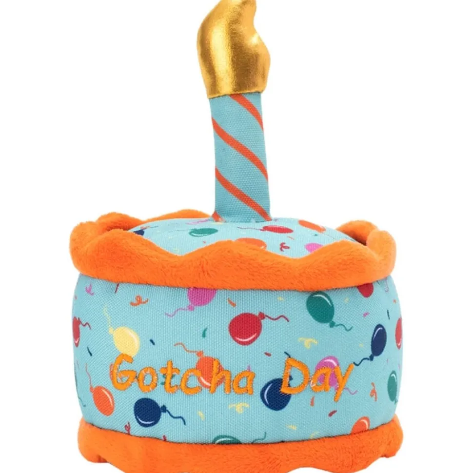 The Worthy Dog Gotcha Day Cake Multi-Colored Squeak Nylon and Plush Dog Toy