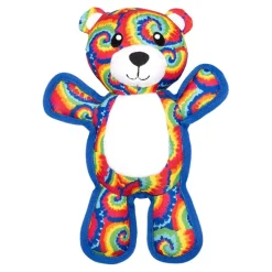 The Worthy Dog Kaleidoscope Bear Multi-Colored Squeak Nylon and Plush Dog Toy