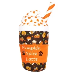 The Worthy Dog Pumpkin Spice Latte Squeak Nylon and Plush Dog Toy