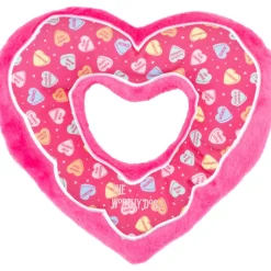 The Worthy Dog Puppy Love Heart Shaped and Pattened Squeak Nylon and Plush Dog Toy