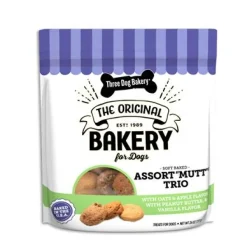 Three Dog Bakery Asort "Mutt" Trio Apple Oats Peanut Butter and Vanilla Baked Dog Treats - Assorted Pack - 26 Oz - Case of 4