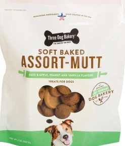 Three Dog Bakery Assortmutt All Natural Trio Dog Biscuits Treats - Oat Apple/Pb/Va - 32 Oz