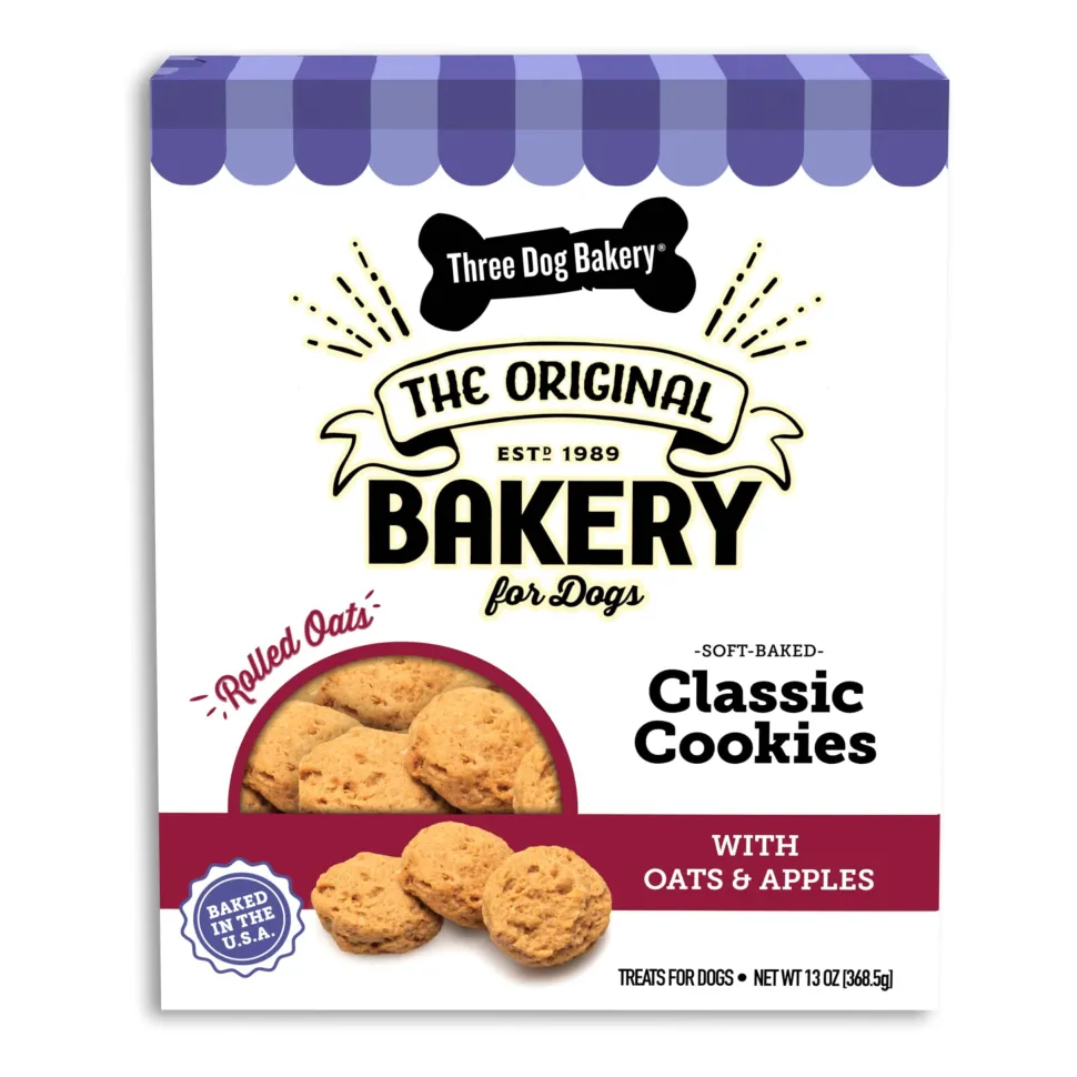Three Dog Bakery Double Reward Soft Cookies Dog Biscuits Treats - Apple/Cheese - 10 Oz - 6 Pack