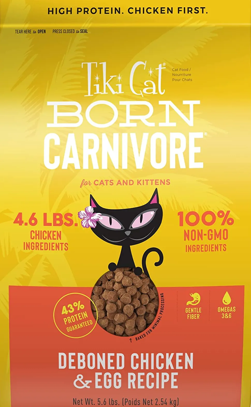 Tiki Cat Born Carnivore Non-GMO Chicken & Egg non Kibble Dry Cat Food - 2.8 lb Bag