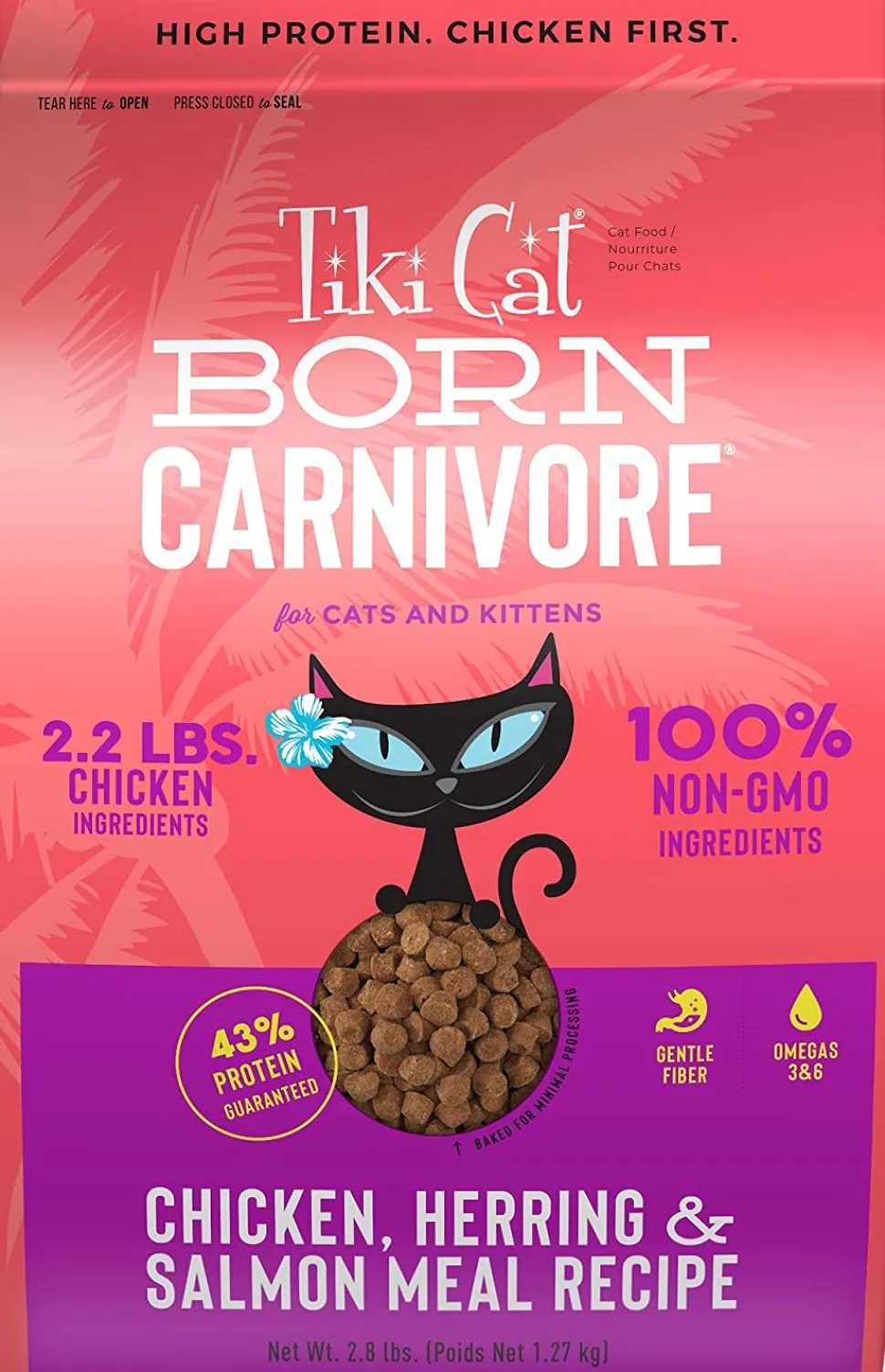 Tiki Cat Born Carnivore Non-GMO Chicken & Herring non Kibble Dry Cat Food - 5.6 lb Bag