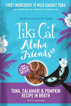 Tiki Cat Grain-Free Aloha Friends Tuna with Calamari & Pumpkin Wet Cat Food in Pouches - 3 oz Pouches - Case of 12