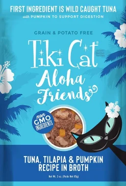 Tiki Cat Grain-Free Aloha Friends Tuna with Tilapia & Pumpkin Wet Cat Food in Pouches - 3 oz Pouches - Case of 12