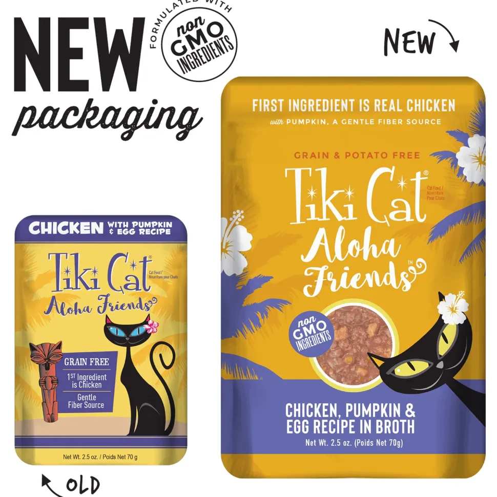 Tiki Cat Grain-Free Aloha Friends Chicken & Egg Wet Cat Food in Pouches - 2.5 oz Pouches - Case of 12