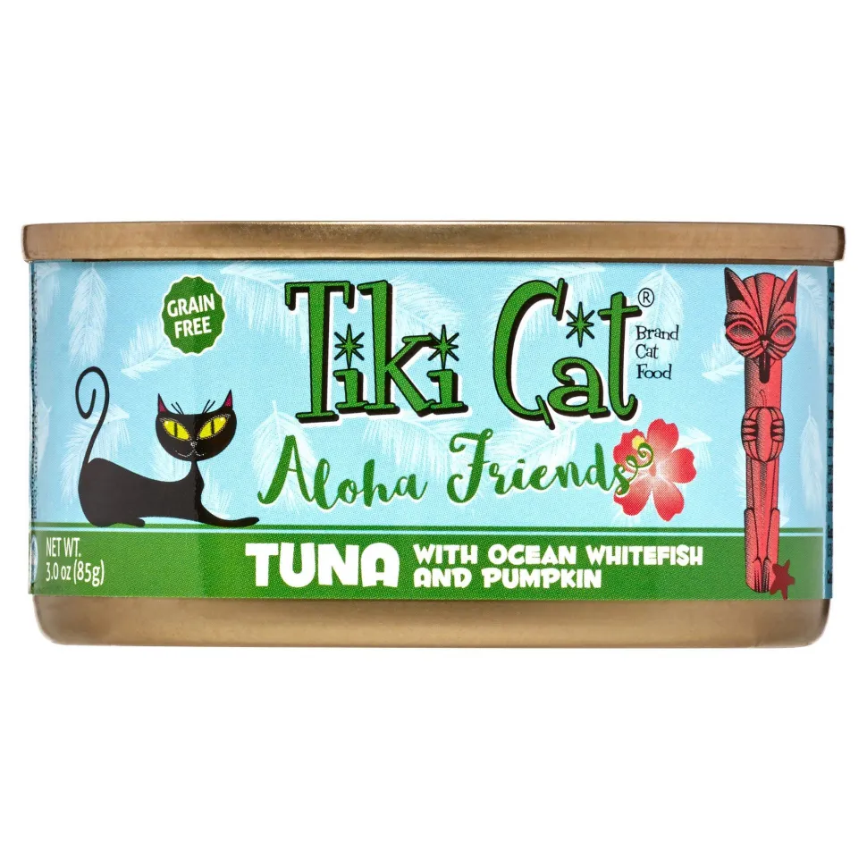 Tiki Cat Grain-Free Aloha Friends Tuna with Ocean Whitefish & Pumpkin Canned Cat Food - 3 oz Cans - Case of 12