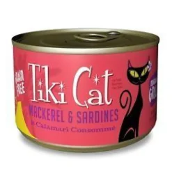 Tiki Cat Makaha Grill Canned Cat Food - Mackerel & Sardines in Calamari Consomme - Case of 8
