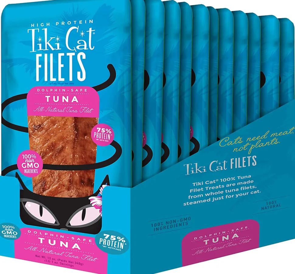 Tiki Cat Tuna Filet Cat Food Toppers and Crunchers - 1 oz Pouches - Case of 12