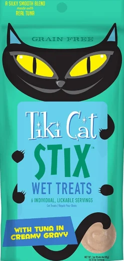 Tiki Cat Tuna Mousse STIX™ Cat Treats - (6 Tubes per Bag) - 3 Oz Bags - Pack of 12