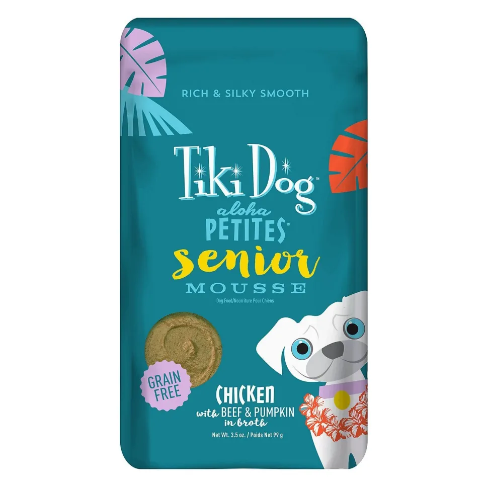 Tiki Dog Grain-Free Aloha Petites Mousse Senior Dog Food - 3 oz Pouches - Case of 12