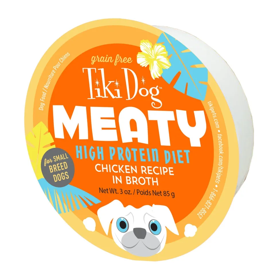 Tiki Dog Meaty Chicken Recipe Prepared Dog Food - 3 oz Cups - Case of 4