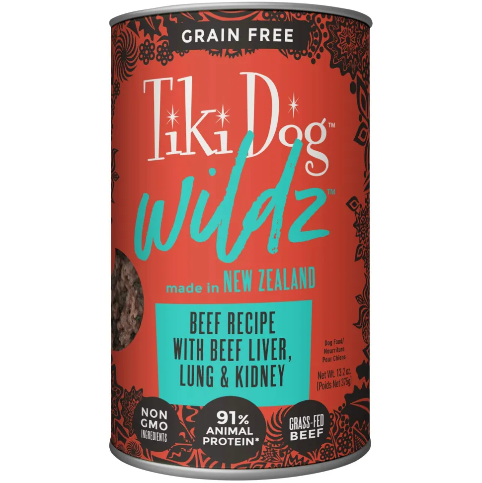 Tiki Dog Non-GMO Wildz Beef Wet Whole Dog Food - 13.2 oz Can - Case of 12