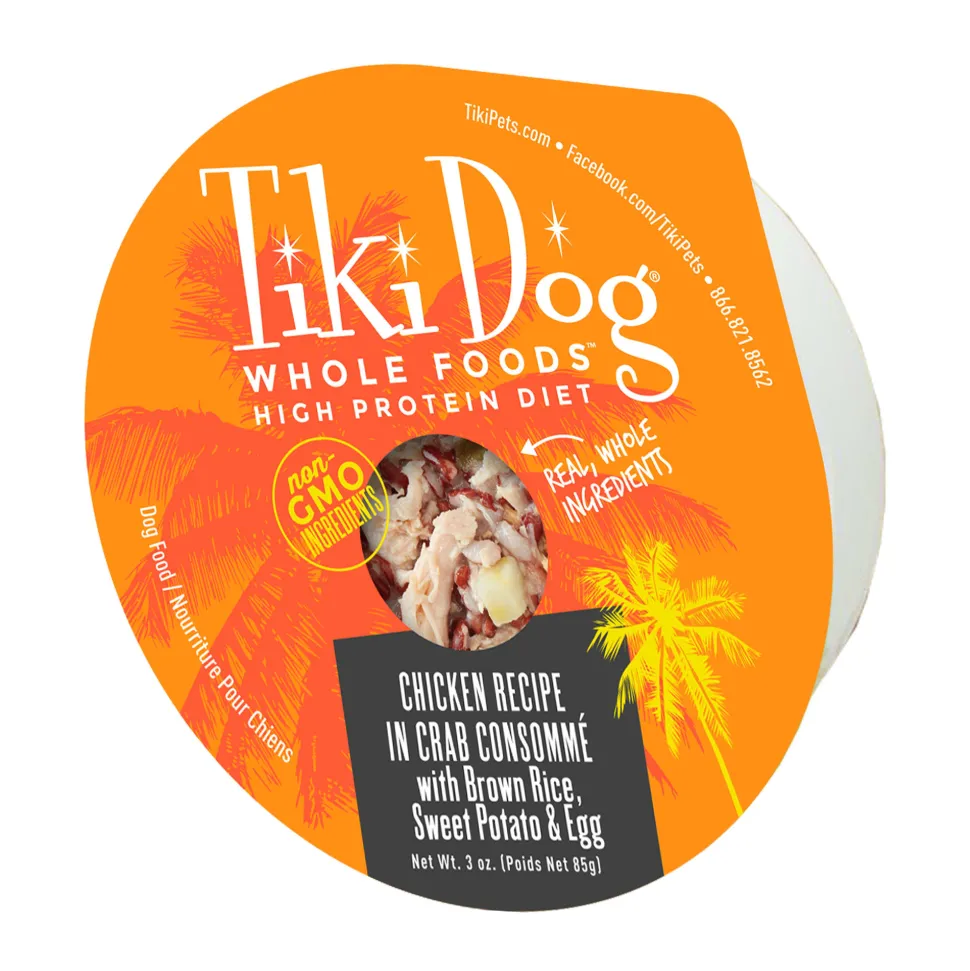 Tiki Dog Wholefoods Chicken / Crab Consommé Canned Dog Food - 3 oz Cans - Case of 4
