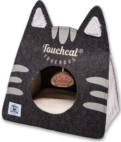Touchcat ® 'Kitty Ears' Travel On-The-Go Folding Designer Fashion Pet Cat Bed House w/ Hanging Teaser Toy