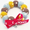 Touchcat ® Pom-Pom Patterned Designer Cat Neck Collar with Chime Bell - Brown and Yellow