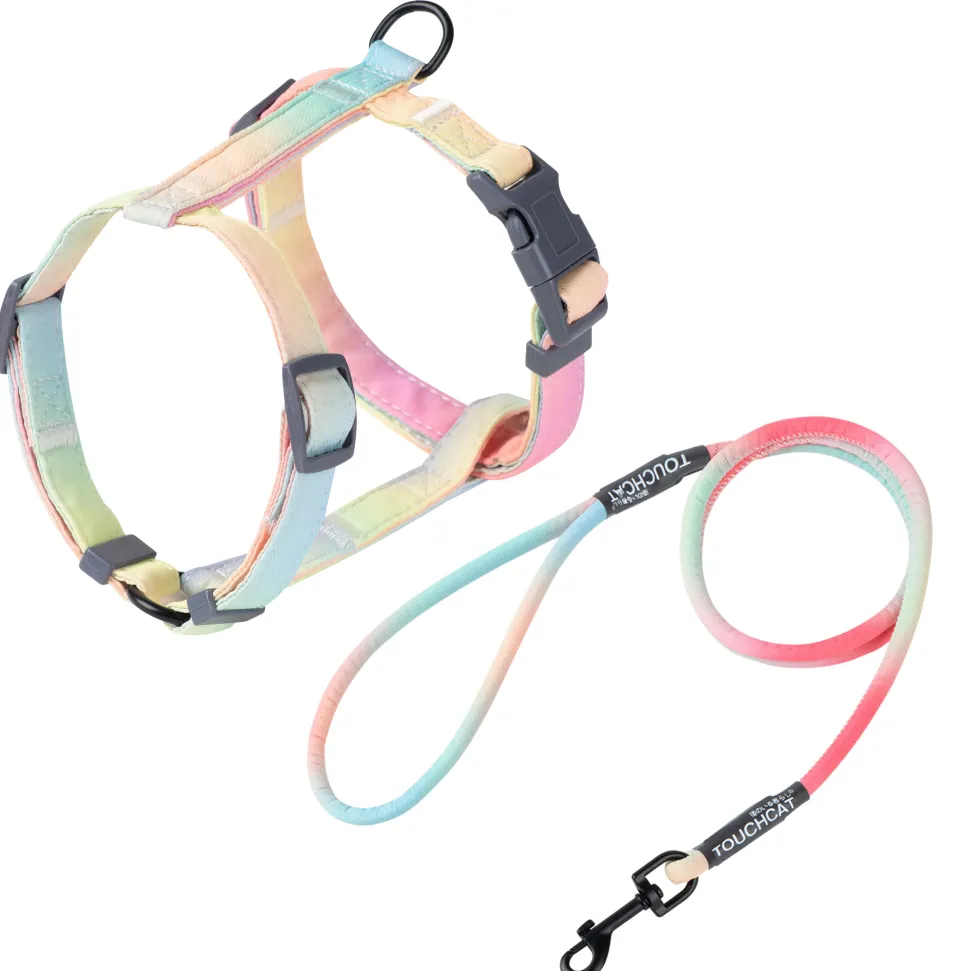 Touchcat ® Rainbow Patterned Fashion Cat Harness and Leash