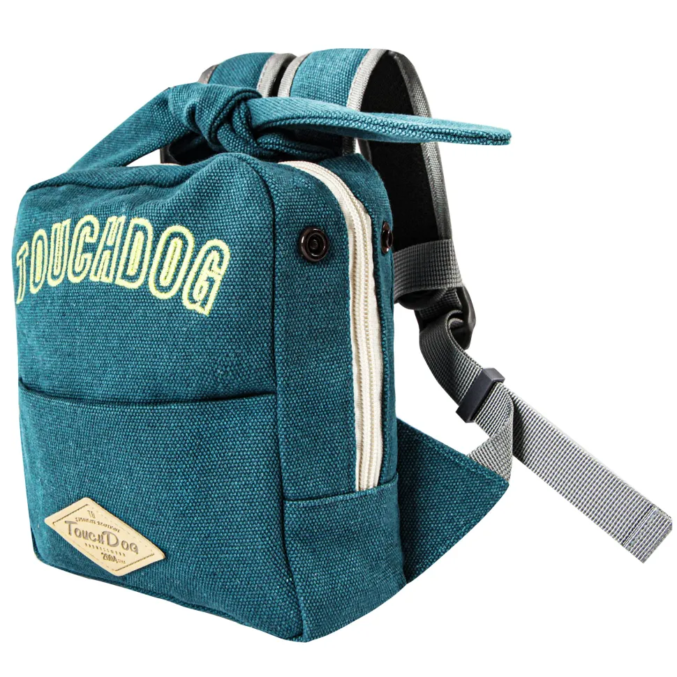 Touchdog ® Navy Large-Pocketed Zippered Duffle Dog Backpack and Harness