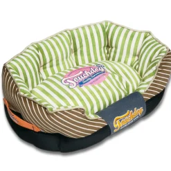 Touchdog ® 'Neutral-Striped' Rectangular Rounded Designer Dog Bed
