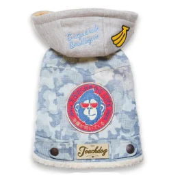 Touchdog ® Outlaw Embellished Retro-Denim Hooded Dog Sweater Coat