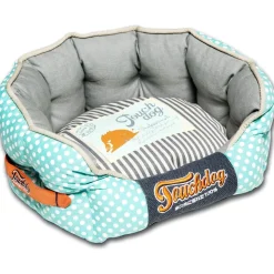 Touchdog ® 'Polka-Striped' Polo Designer Premium Rounded Dog Bed