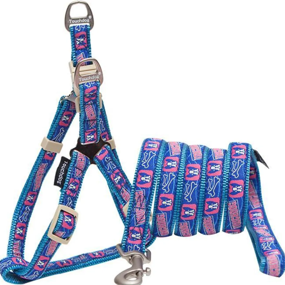 Touchdog 'Bone Patterned' Tough Stitched Dog Harness and Leash