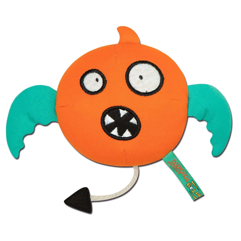 Touchdog Cartoon Monster Plush Dog Toy - Orange