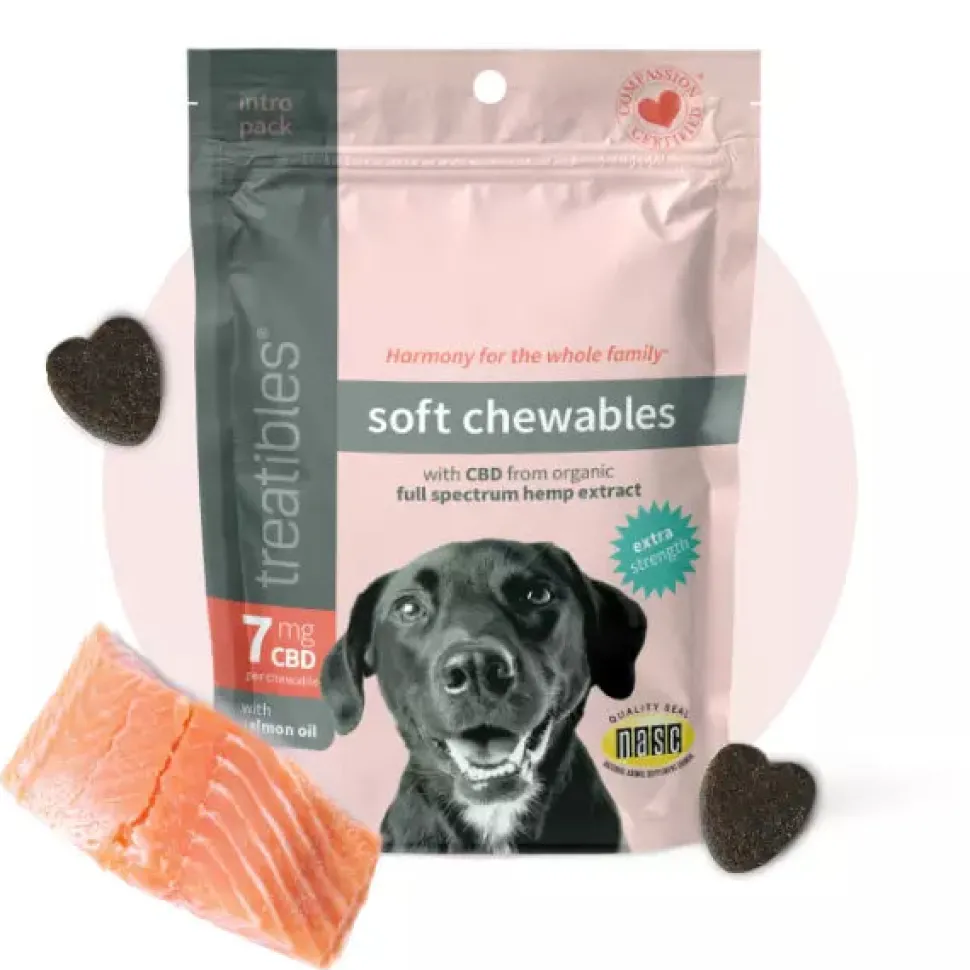 Treatibles Full Size Canine Extra Strength Soft Chews (60 ct) Cup 7mg CBD Soft Chew Cat Supplement