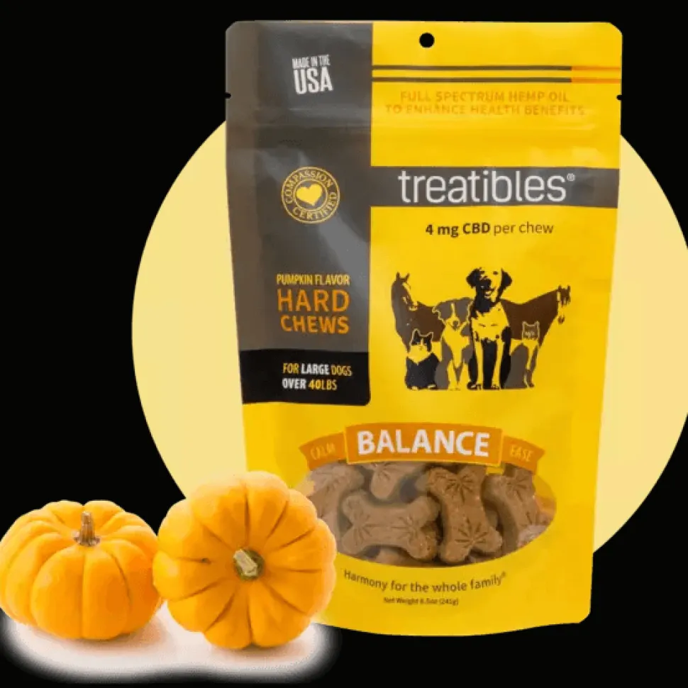 Treatibles Full Size Small Pumpkin Hard Chews 1mg (75 ct) Hard Chew Dog Supplements - 5oz Bag