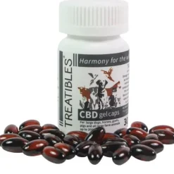 Treatibles Full Spectrum Hemp Capsules 10mg Dog and Cat Health Supplements - 30 ct Bottle