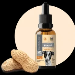 Treatibles Full Spectrum Dropper 500mg CBD Peanut Butter Canine Dog and Cat Health Supplements - 1 fl oz Dropper