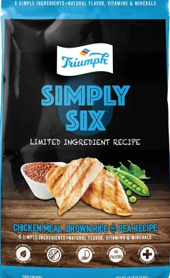 Triumph Simply Six Chicken Meal, Brown Rice & Pea (6 per bale) Dry Dog Food - 3 lb Bag