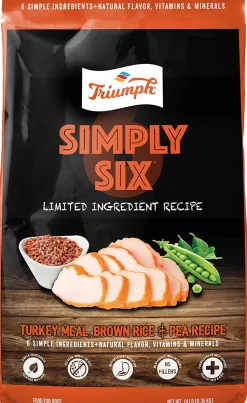 Triumph Simply Six Chicken Meal, Brown Rice & Pea Dry Dog Food - 14 lb Bag